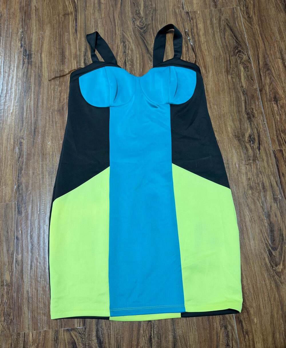 Ashley Stewart color-block bustier-style mini dress size 16 black blue